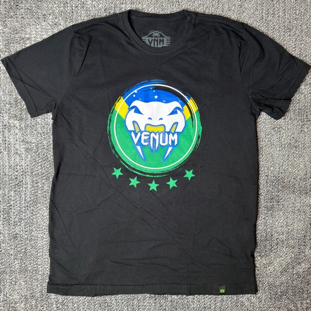 Venum Brazil‎ MMA Snake Logo T-Shirt Mens Large Black Training Gym Tee